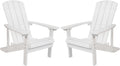 Flash Furniture Charlestown Poly Resin Adirondack Chair - White - All Weather - Indoor/Outdoor - Set of 2