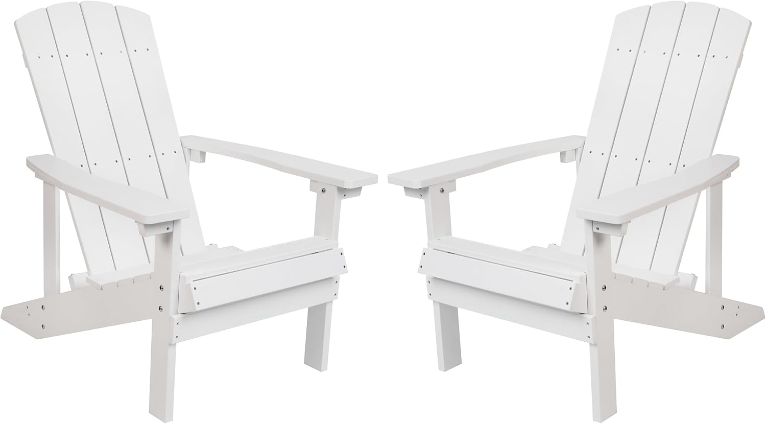 Flash Furniture Charlestown Poly Resin Adirondack Chair - White - All Weather - Indoor/Outdoor - Set of 2