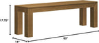 Plank+Beam 60 Inch Dining Bench for Dining Room, Bench for 72 Inch Table Kitchen Dining Seat, Wooden Outdoor Bench, Solid Wood Entryway Bench, Pecan Wirebrush