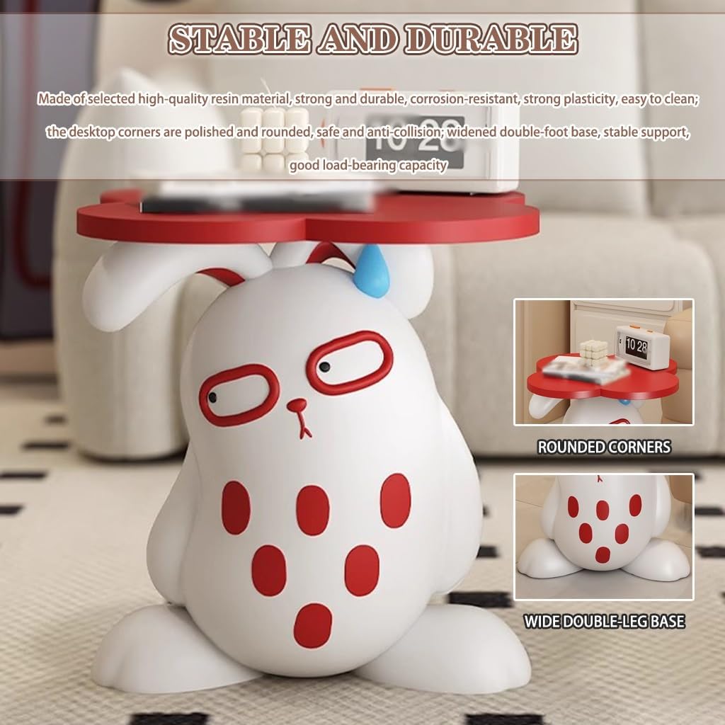 Fashionable Style Funny Rabbit Shape End Table, Living Room Creative Side Table, Floor-Standing Ornaments, Home Decoration(White)