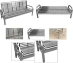 Patio Benches for Outdoors Multifunctional Stainless Steel Sofa Bed Household Folding Dual-Purpose Wrought Iron Leisure Seat Garden Benches for Outdoors