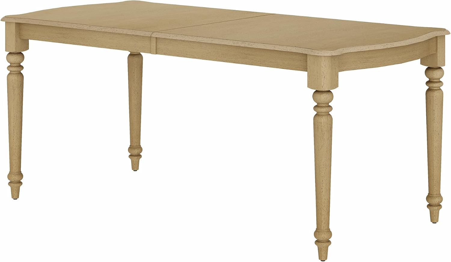 WAMPAT 70 Inch Dining Table for 6–8 People, Curved Edge Dining Room Table with Wood Grain & Gourd Leg, Farmhouse Solid Rubber Wood Dinner Tables for Kitchen, Oak