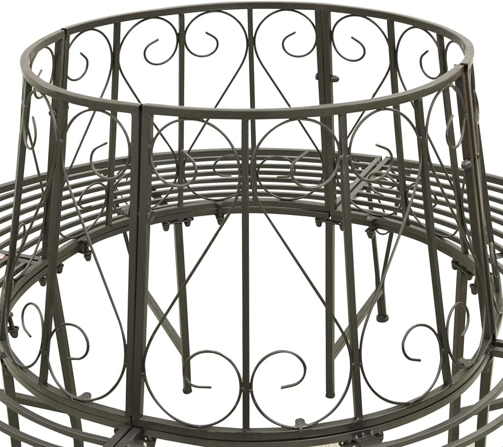 Tree Bench Silver Grey Steel 63 in Diameter Outdoor Bench Round,Sturdy Round Steel Tree Bench with Weathered Finish for Outdoor Gatherings and Relaxation Patio Furniture