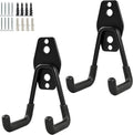 GeeWatom 2 Pack Garage Storage Utility Hooks，Garage Garden Tool Organizer，Steel Wall Mount Hooks, Garden Small U Hooks (Matte Black)