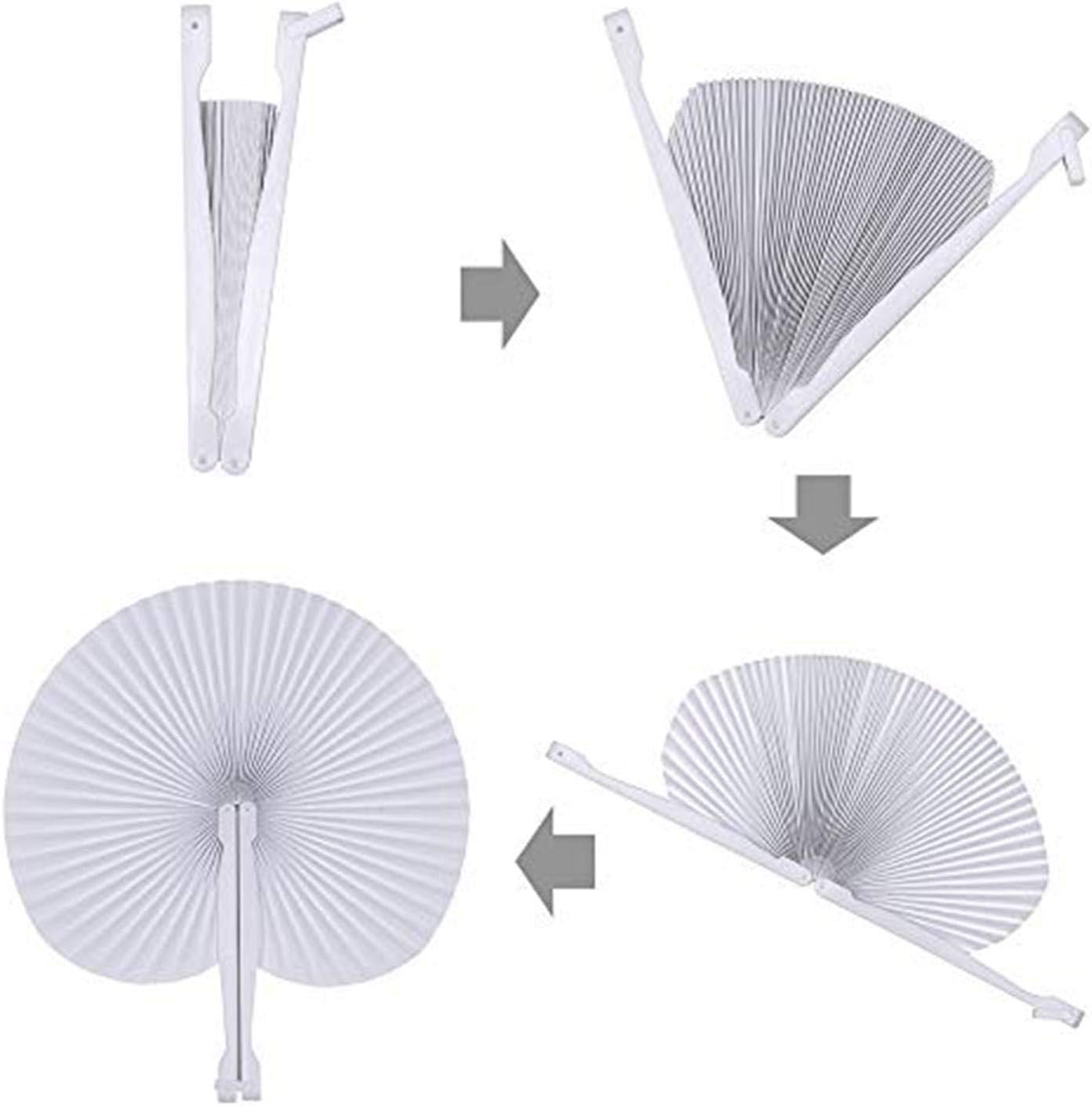 60 Pcs White Paper Fans,Foldable Handheld Fans for Women,Round Wedding Decorative Folding Hand Fan for Bridal Guest Church Party Favors Dancing Birthday DIY