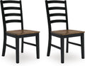 Signature Design by Ashley Wildenauer Dining Chairs Set of 2, Modern Ladderback Dining Chairs with Solid Wood Frame, Two-Tone Finish, Contoured Seat, Black/Brown
