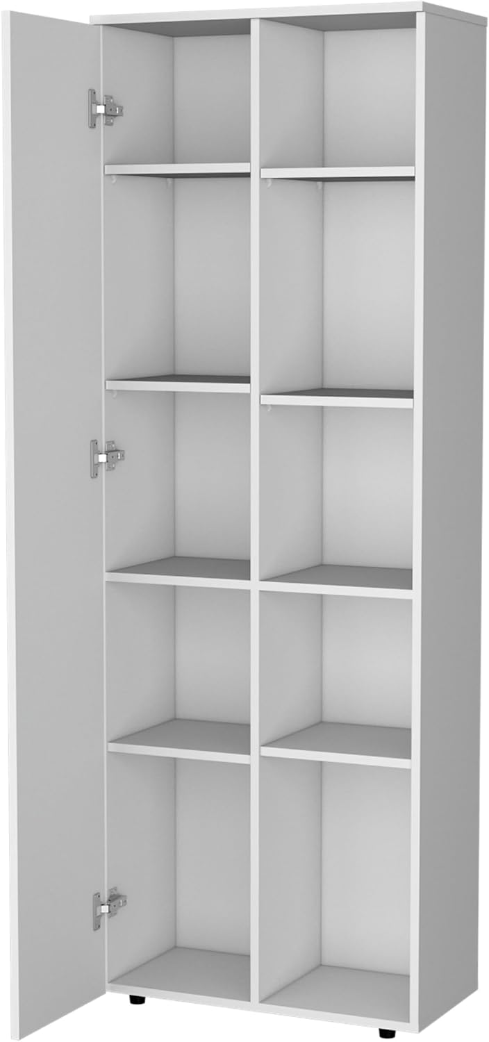 23.6" D*11.8" W*66.9" H Freestanding Kitchen Pantry with 8 Shelves, Double Door, Rectangular Storage Cabinet, Modern Minimalist, for Living Room, Dining Room, White