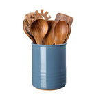 ABRUTY Utensil Holder, 6.7" Ceramic Kitchen Utensil Crock for Countertop Cooking, Modern Utensil Caddy Jar Organizer for Farmhouse Kitchen Counter Décor, Blue