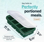 Souper Cubes 1 Cup Silicone Freezer Molds with Lids, Kale, 2-Pack | 100% Platinum-Cured Silicone Freezer Cubes, Oven and Microwave Safe, Perfect for Freezing Soup, Protein, Grains and More