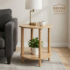 Decor Therapy Stafford Round Side Table, Seadrift Two-Tier Modern End Table with Spindle Legs, Easy Assembly