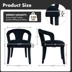 Hyfirm Black Velvet Dining Chairs Set of 2, Modern Upholstered Accent Chairs with Curved Back & Arms, Comfy Large Fully Upholstered Side Chair for Living Room