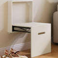 Miuuod 17.55“W Wall Mounted Folding Chair Solid Step Stools,Shoe Changing Stool,Door Shoe Footstool,Folding Hang Balcony Living Stool,Space Saving Hidden Wall Stools,Entryway Seat,Tea White