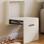 Miuuod 17.55“W Wall Mounted Folding Chair Solid Step Stools,Shoe Changing Stool,Door Shoe Footstool,Folding Hang Balcony Living Stool,Space Saving Hidden Wall Stools,Entryway Seat,Tea White
