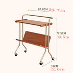 Metal Frame Trolley, Tea Table with Handle, Small Sofa Side Table,Storage Cart, Modern End Table for Small Space(Color:Brown)