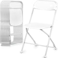 OS MOTOR Folding Chairs 10 Pack, Heavy-Duty Plastic Foldable Chairs with Sturdy Metal Frame, 350 lbs Capacity, Stackable Portable for Weddings, Parties, Office, Indoor, Outdoor Events, White