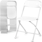 OS MOTOR Folding Chairs 10 Pack, Heavy-Duty Plastic Foldable Chairs with Sturdy Metal Frame, 350 lbs Capacity, Stackable Portable for Weddings, Parties, Office, Indoor, Outdoor Events, White