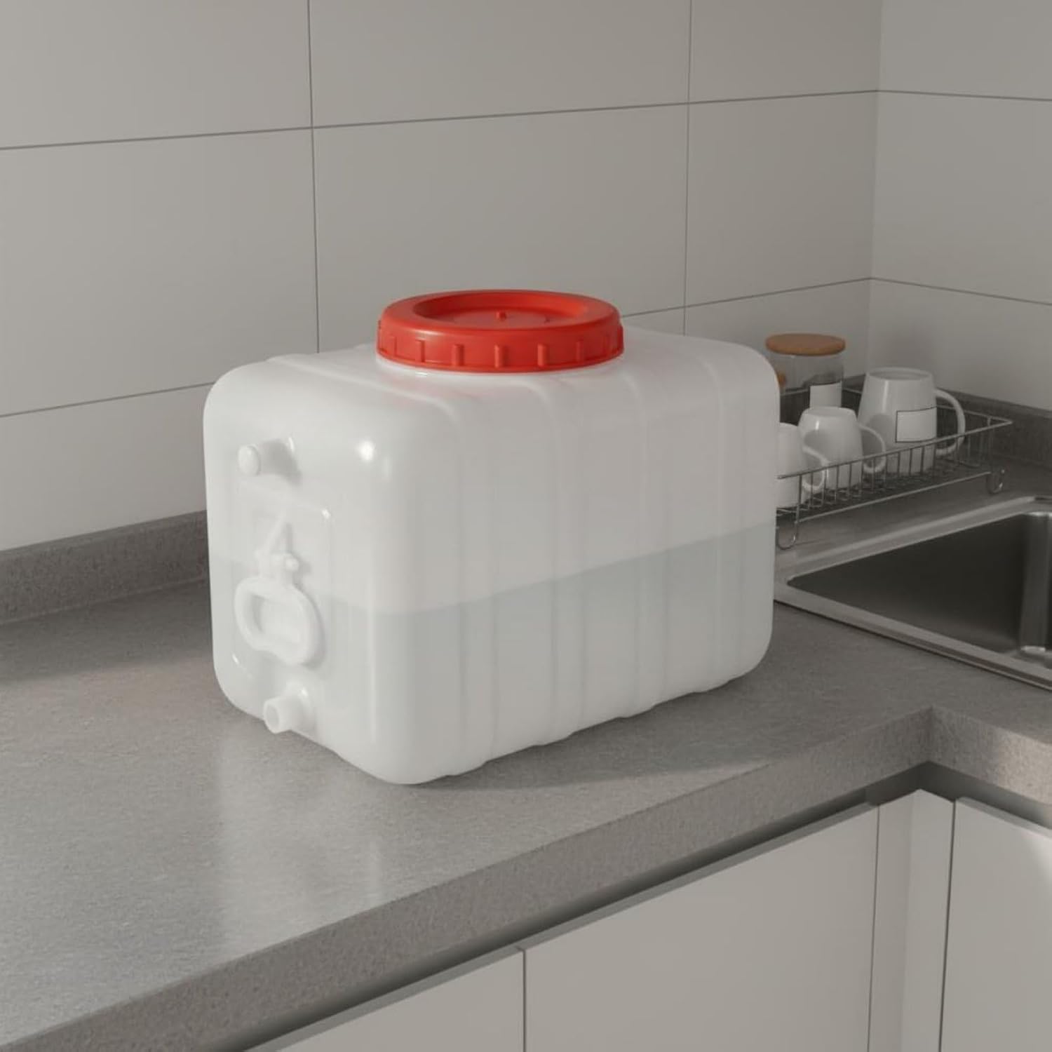 Food Grade Water Jug Thickened Material Rectangular Water Container Pressure Resistant for Outdoor, Camping