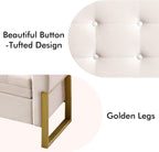 67" Storage Bench for Bedroom, King Size End of Bed Bench, Upholstered Storage Ottoman Bench with Golden Metal Legs, Bedroom Bench for Entryway, Beige