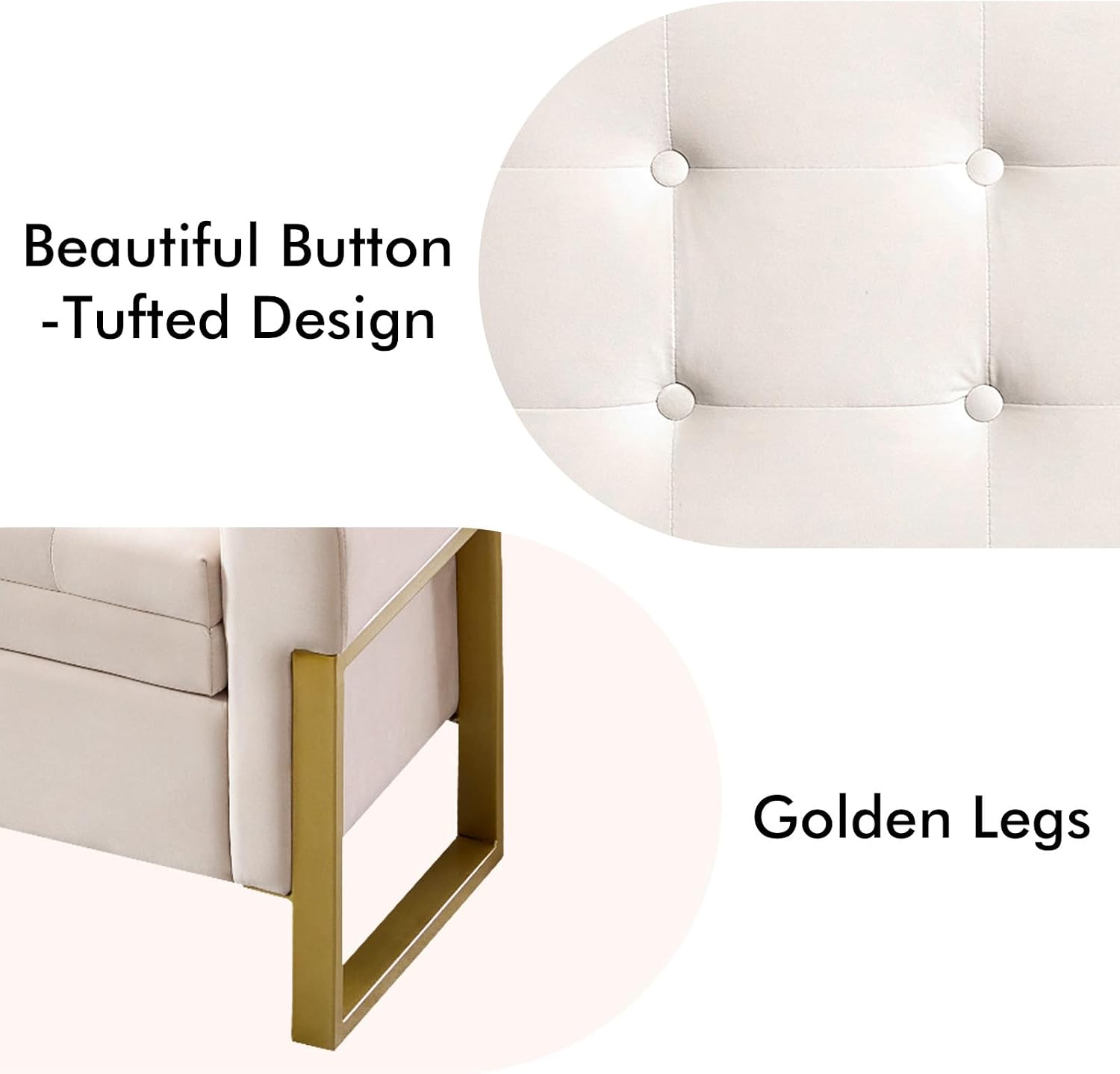 67" Storage Bench for Bedroom, King Size End of Bed Bench, Upholstered Storage Ottoman Bench with Golden Metal Legs, Bedroom Bench for Entryway, Beige