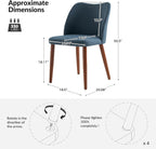 Dining Chairs Set of 6, Upholstered Kitchen Dining Room Chair Set Morden Accent Side Dinner Chair with Curved Padded Back Wood Legs for Restaurant/Cafe, Navy