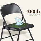 Folding Chairs 4 Pack, Heavy Duty Metal Foldable Chairs, Indoor Outdoor Portable Chair, Event Chair for Wedding Party Banquet Church Kitchen, Load Capacity 360 Lbs, All-Iron Material (Black)