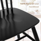 LUE BONA Windsor Dining Chair Set of 4, Spindle Back Wooden Chairs for Kitchen and Dining Room, Restaurant, Cafe, Hotel, Black