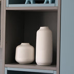White Ceramic Vase Set of 2, Flower Vases Home Decor, Boho Vase for Pampas Grass, White Vases for Centerpieces Table Entryway Shelf