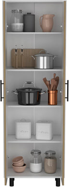 Modern Kitchen Pantry, Storage Cabinet with 2 Doors, Particle Board, for Dining Room, Easy to Clean