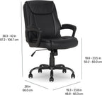 Amazon Basics Classic Puresoft PU Padded Mid-Back Office Desk Chair with Armrest, Easy Assembly, Sturdy Metal Base, Wheels, 275lb Support, 26"D x 23.75"W x 42"H, Black
