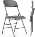 VTOY Commercial Grade Folding Chair with Padded Fabric Cushion（16"X16" |Double-hinged Legs Luxury Style|4.5kg Capacity Max Weight 150Kg for Home and Office,Indoor and Outdoor Events (2, PU-Gray)