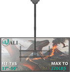 WALI Ceiling TV Mount for 37-90 Inch TVs, Extra Long Arm Ceiling Mount TV Bracket, Telescoping Height Adjustable Hanging Pole TVs Ceiling Mount, Holds 220 lbs, Max VESA 800x400mm (CM3790XL), Black