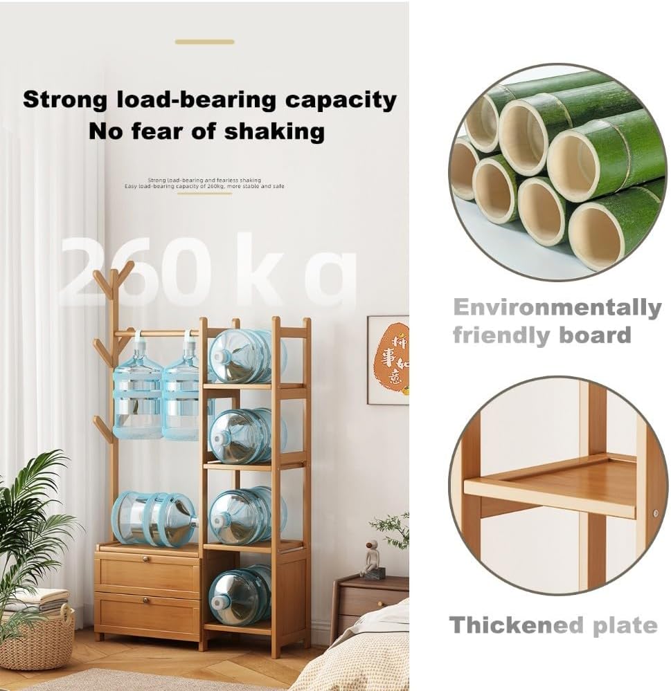 Wooden Coat Stand - Portable Freestanding Garment Rack with Hooks, Storage Shelves & Shoe Bench for Bedroom, Hallway, Entryway - Stylish Open Wardrobe Solution