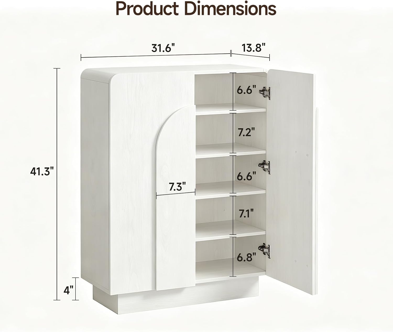 ONBRILL Shoe Storage Cabinet with Doors, Large Shoe Cabinet Storage for Entryway, Wooden 6 Tier Shoe Organizer Cabinets with Adjustable Shelves for Entrance Hallway Living Room Foyer (White)