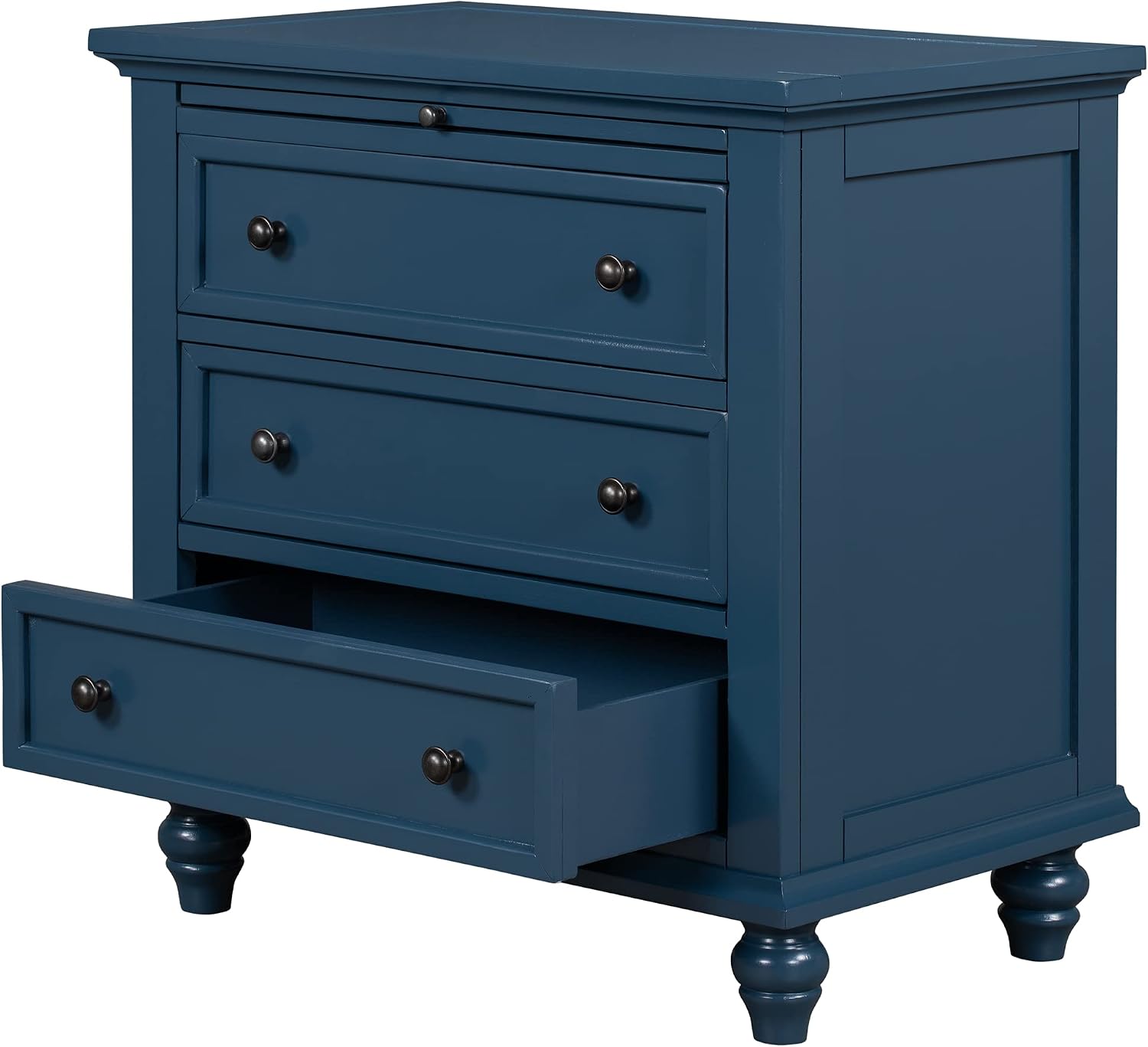 Accent 28" Tall Side Table Nightstand with Storage 3 Drawers, Modern Bedside Table Night Stand End Table with Pull-Out Tray Sofa Side Table for Living Room Bedroom Sofa Couch