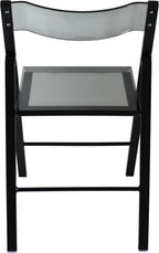 LeisureMod Transparent Acrylic Folding Chair Black Frame, Lightweight Iron Chrome Base, Comfortable Clear Desk Chair, No Assembly Needed (Set of 2) in Solid Black