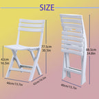 4 Pack Foldable Plastic Chairs, 300 LB Weight Capacity, Lightweight Waterproof Foldable Chairs for Patio, Garden, Beach, Balcony & Porch Indoor Outdoor Use(White×4)