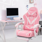 Gaming Chair with Massage Ergonomic Computer Chair with Footrest and Lumbar Support Reclining PC Game Chair for Boys with Adjustable Armrest and Headrest Pink