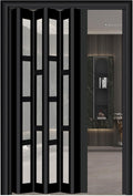 Accordion Folding Door, Custom Size Aluminum No-Drill Sliding Barn Door with Track & Handle, Temporary Room Divider for Hallway Bedroom Bathroom Kitchen Office (Color: WxH 10-4)