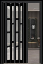 Accordion Folding Door, Custom Size Aluminum No-Drill Sliding Barn Door with Track & Handle, Temporary Room Divider for Hallway Bedroom Bathroom Kitchen Office (Color: WxH 10-4)