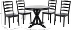 SAFAVIEH Home Collection - Shay Black 5-Piece Wood Dining Set, Traditional Round Table and 4 Chairs, Kitchen or Dining Room (DNS9205B)