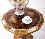 Vintage Country Style Side Table Hand Painted Art Carvings Dodecagonal Coffee Sofa Accent Small Side Table
