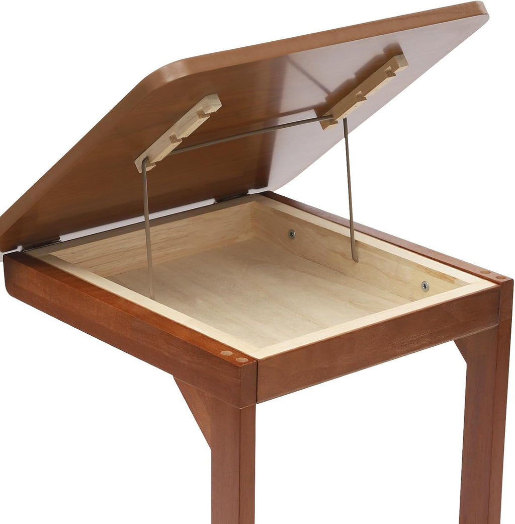 C-Shaped End Table, Couch Table with Adjustable Desktop, Small Rolling Side Table with 4 Universal Wheels for Living Room Bedroom (Walnut-Colored)