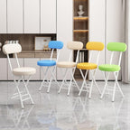 Folding Stool with Backrest, Cushioned Padded Leather Round Portable Foldable Bar Stool Chair for Kitchen(White)