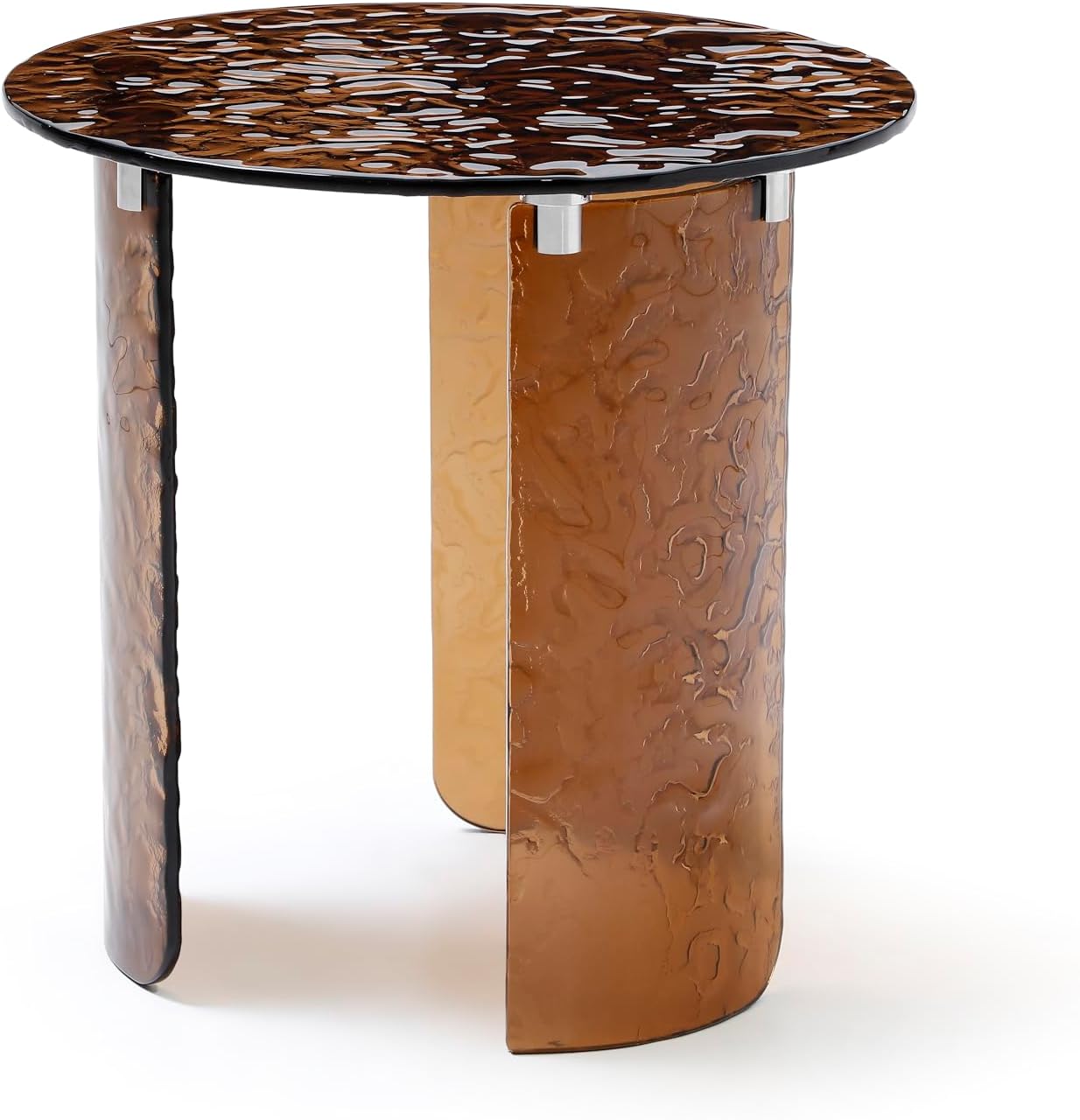 HomeRoots 20" Bronze Glass Round End Table