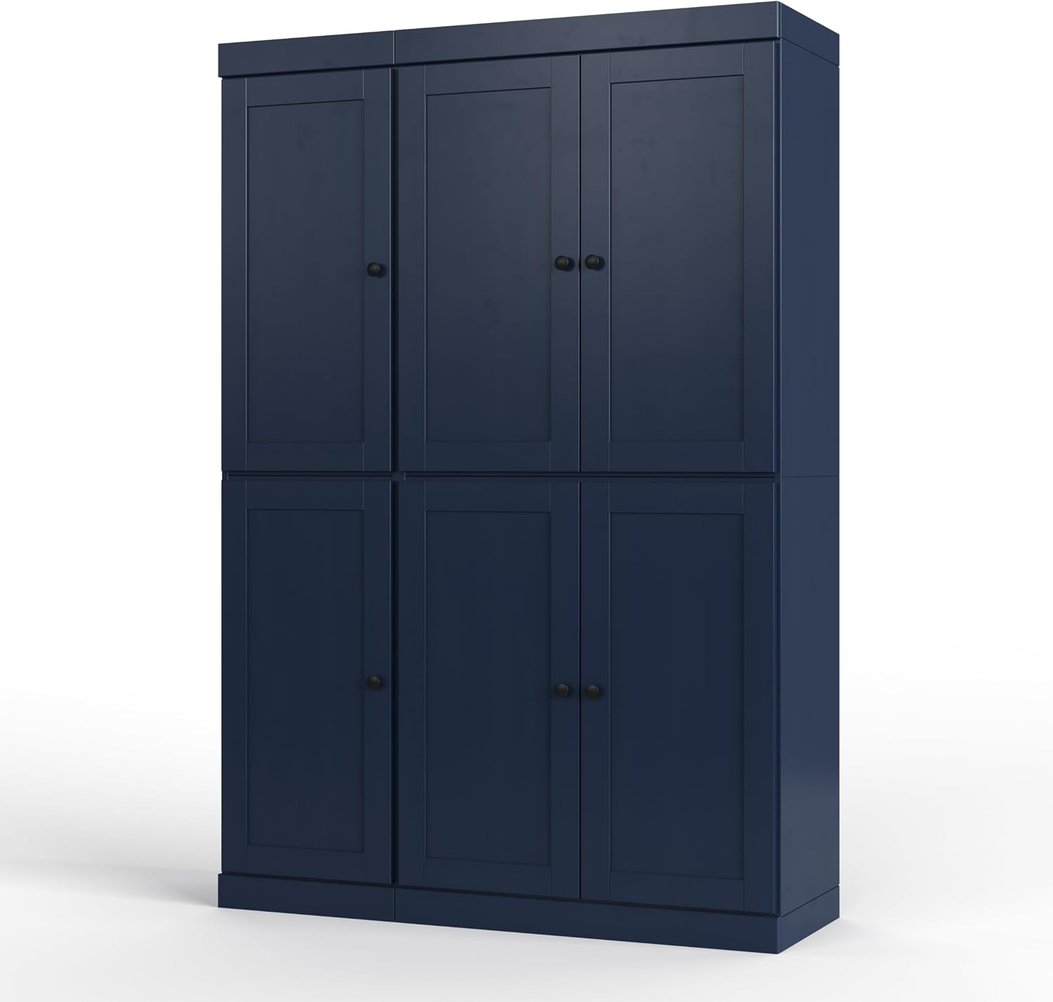 Palace Imports Solid Wood Kitchen Pantry Cabinet - 71.5" H x 48.5"W – Storage Cabinet w/ 6 Shaker Doors, 2 Drawers & 8 Adjustable Shelves – Navy Blue, 100% Renewable Eco-Friendly Wood, Made in Brazil