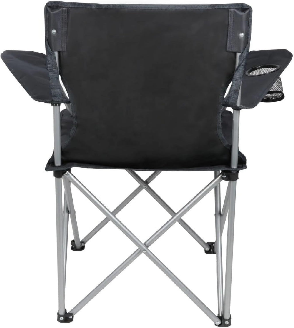 Quad Folding Camp Chair with Cup Holder, Black