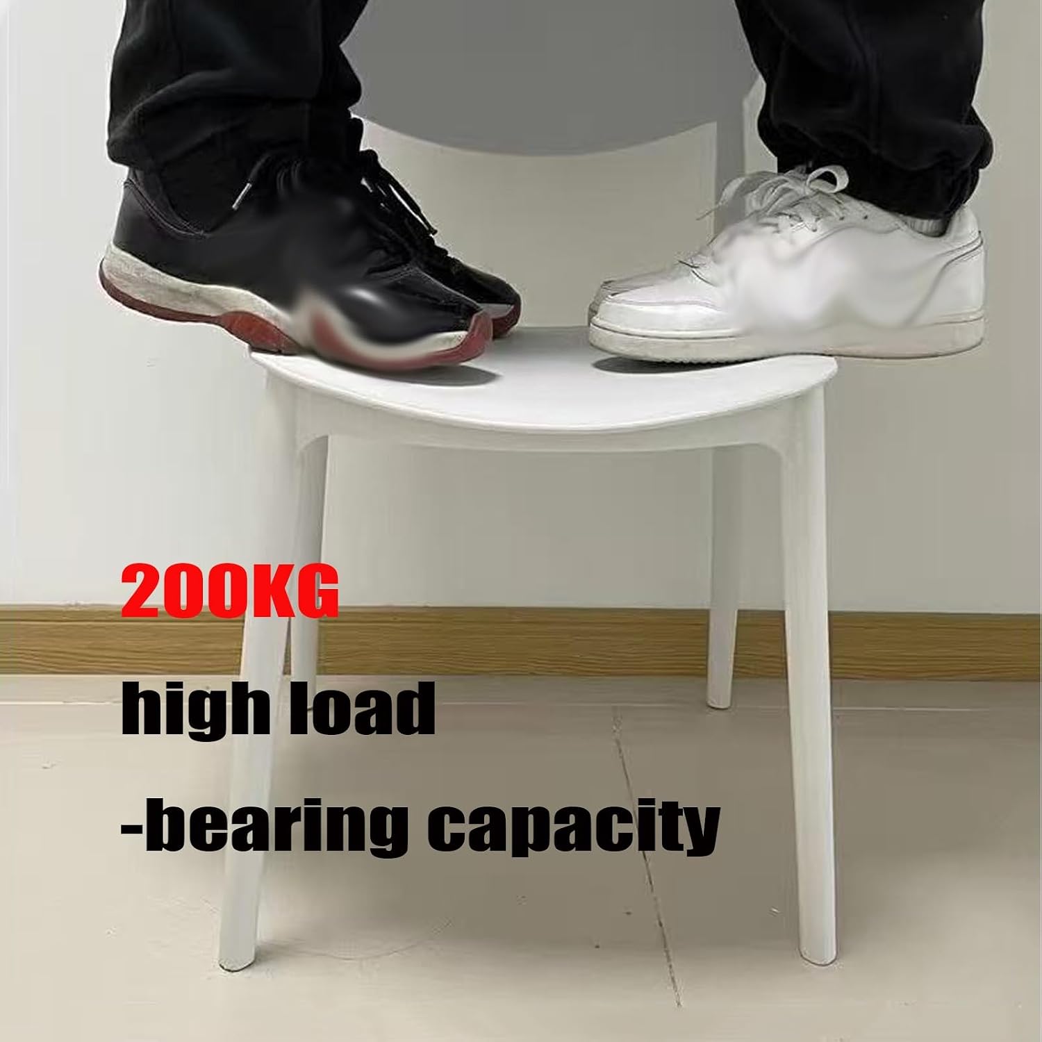 Plastic Stacking Chairs -Ergonomic Dining Stool Khaki-One-Piece Chairs,Sturdy, Seamless,Armless,high Back Support（1 Piece）(Black)