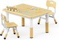 Brelley Kids Table and 2 Chairs Set, Height Adjustable Toddler Desk 31.5" L x 23.6" W and Chair Set, Graffiti Desktop, Classroom/Daycare/Home, Children Multi-Activity Table for Ages 3-8
