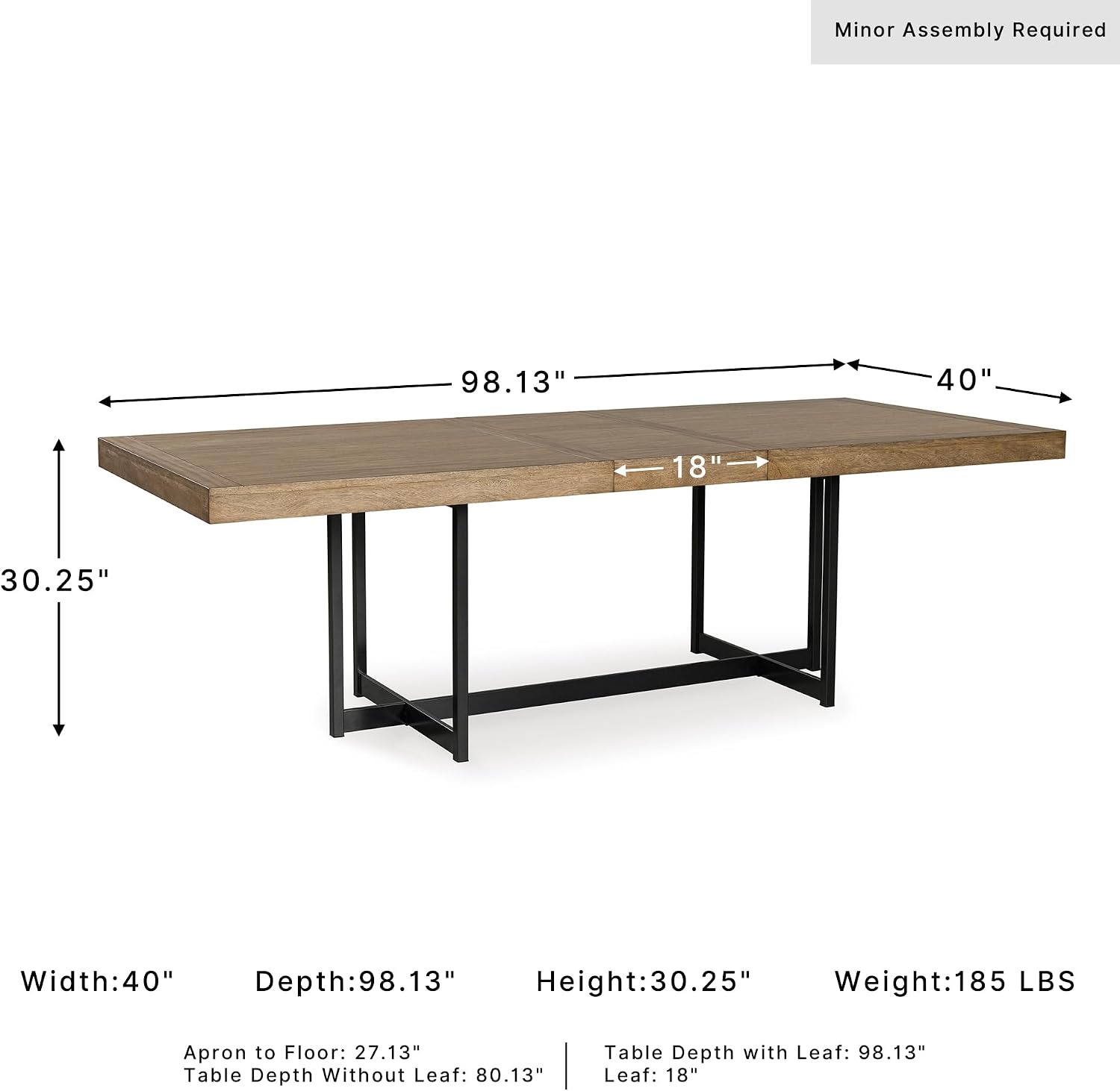 Signature Design by Ashley Tomtyn Casual Self Storing Leaf Dining Extension Table with Trestle Base, Light Brown