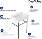 DeerValley 24"x17" Console Bathroom Sink, Free Standing 30 Inch Stainless Steel Support Pedestal Legs, Wall-Mounted White Ceramic Basin, Modern Rectangular Sink Porcelain, Matte Black